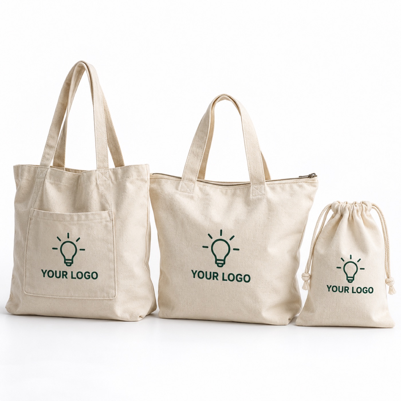 Other canvas bag styles printed with a logo (photo)