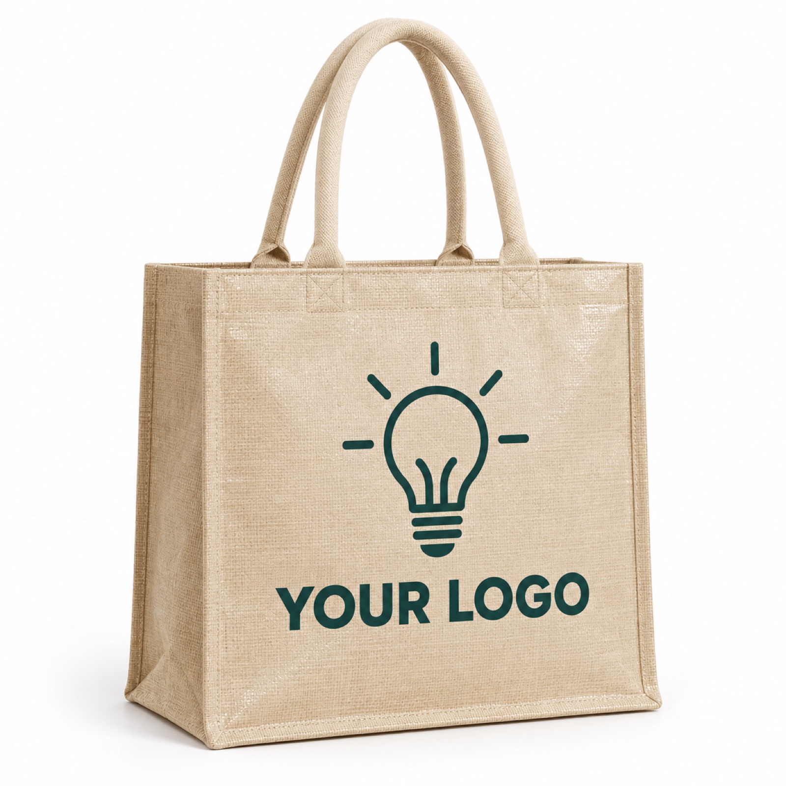 Laminated juco bag printed with a logo (illustration)