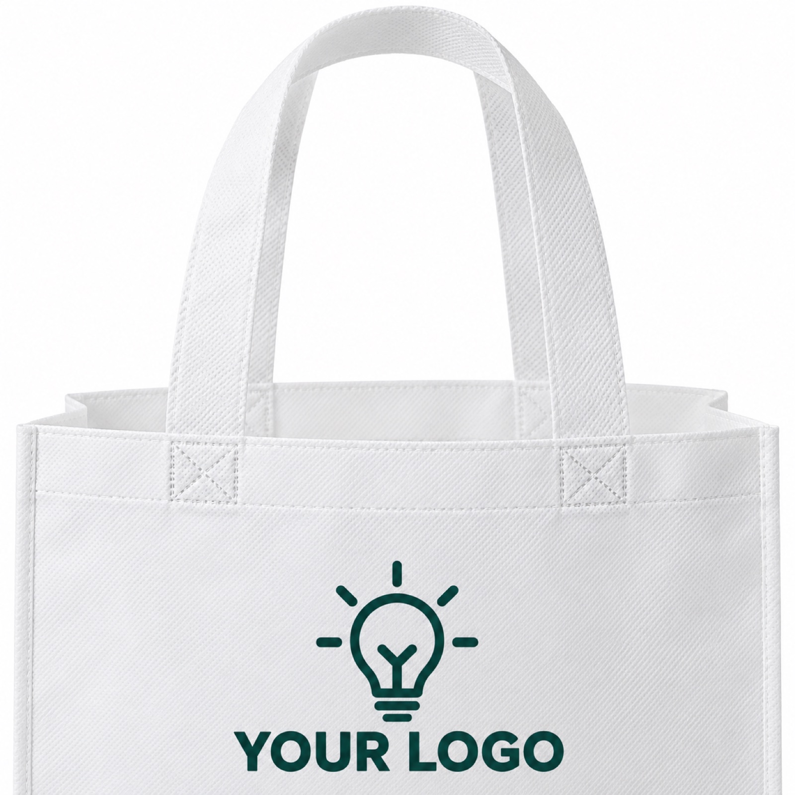 Close-up of the sewn handle of a non-woven tote bag (illustration)