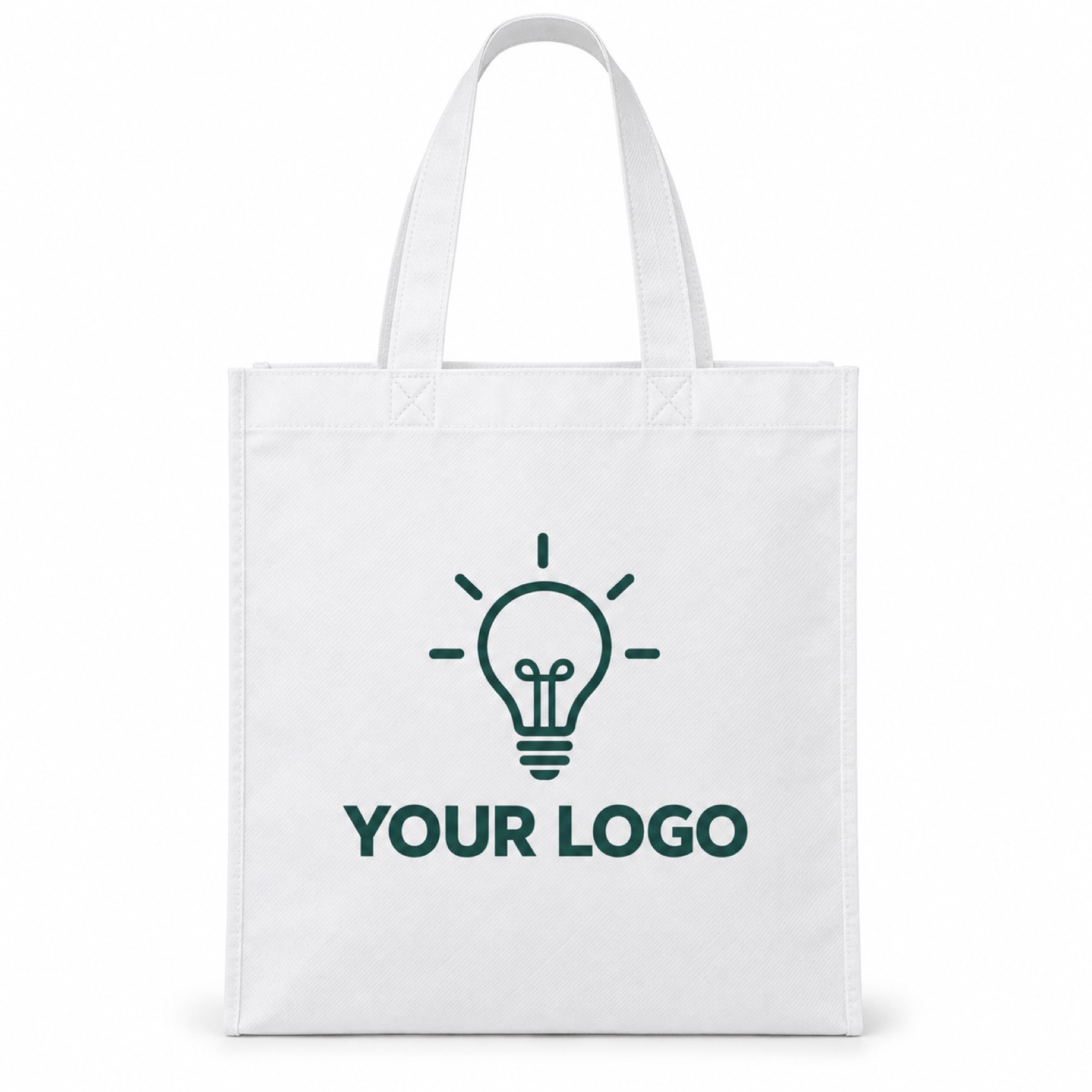 White non-woven tote bag, size M, printed with a one-colour logo (illustration)