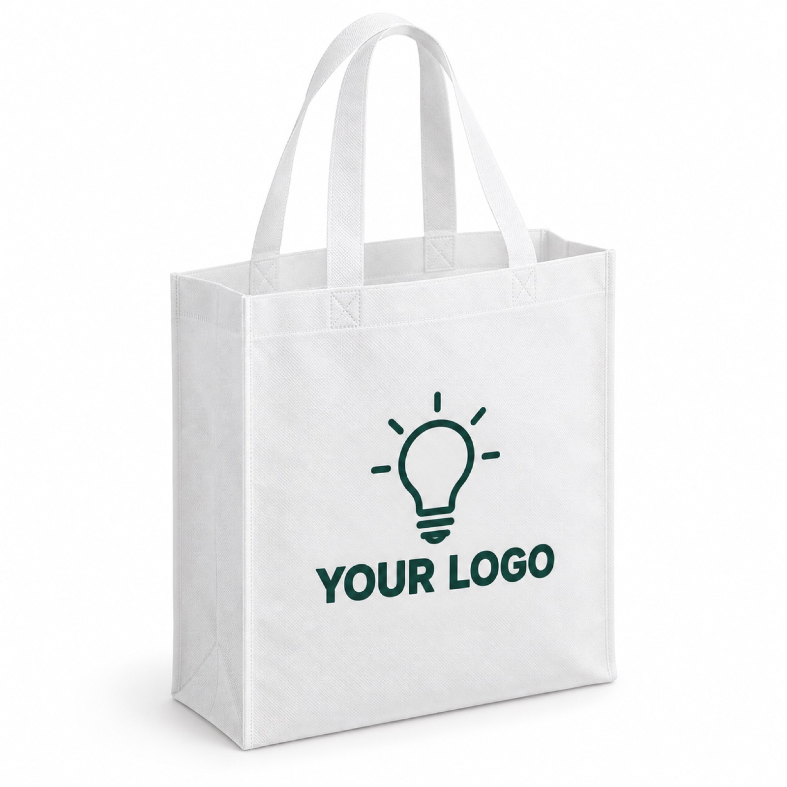 Non-woven tote bag opened to show the base gusset (illustration)