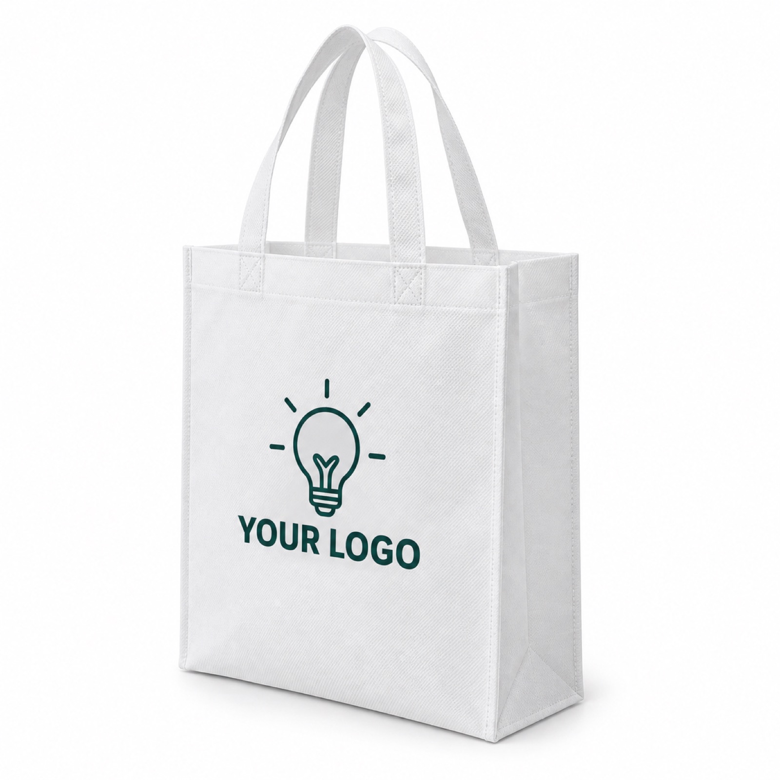 Non-woven tote bag from the side, showing the base gusset (illustration)