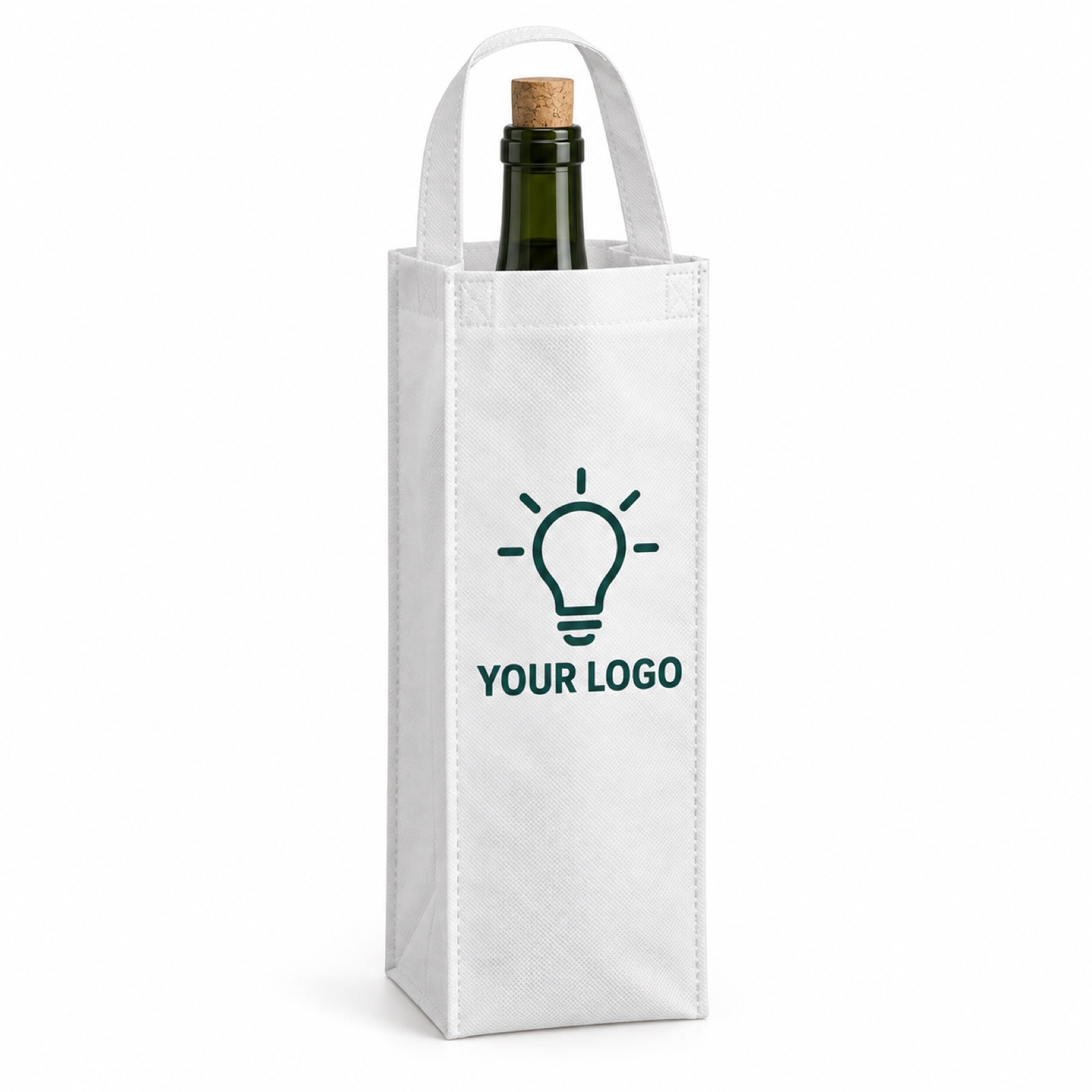 Non-woven wine bag holding a bottle (illustration)