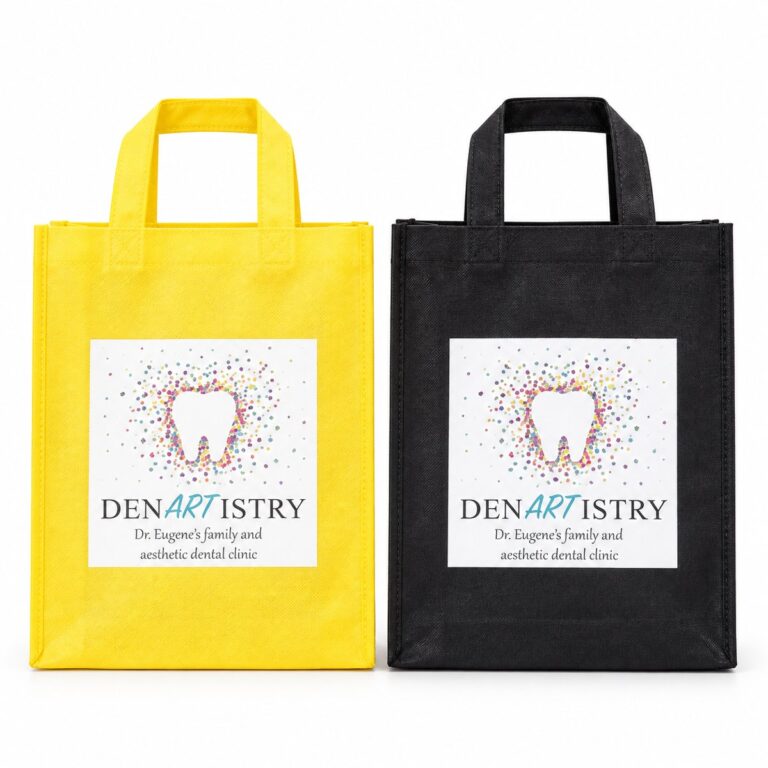 Custom printed bag made for a client (dental totes)