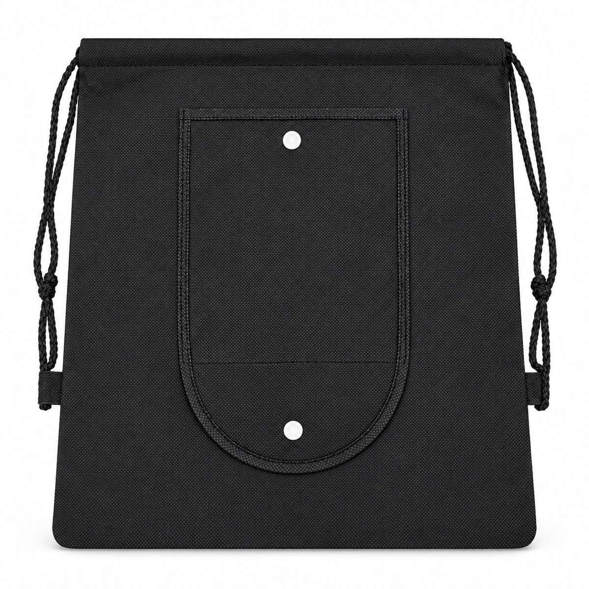 Back of the drawstring bag: the pouch it folds into, with 2 snap buttons