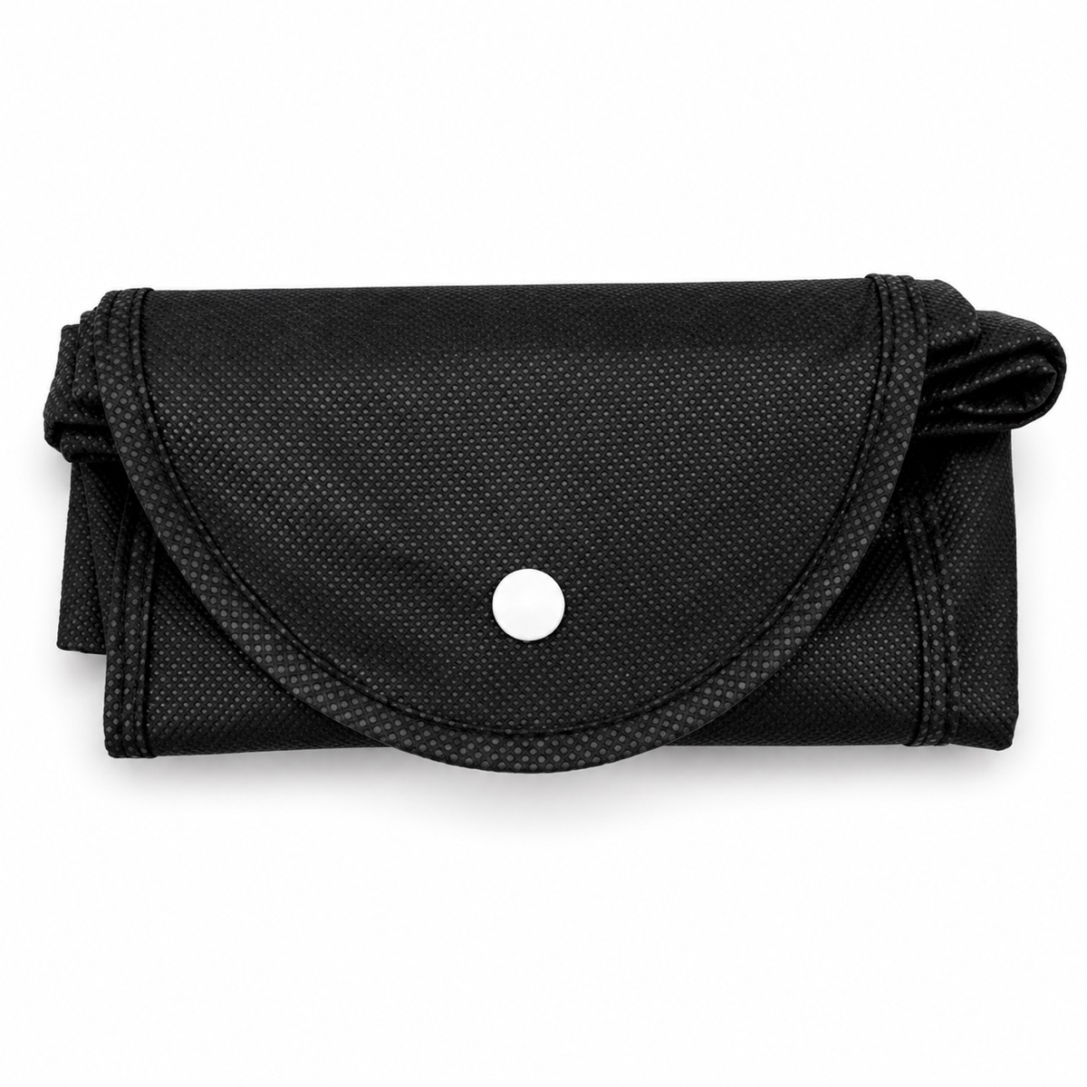 The drawstring bag folded into its pouch, snapped shut