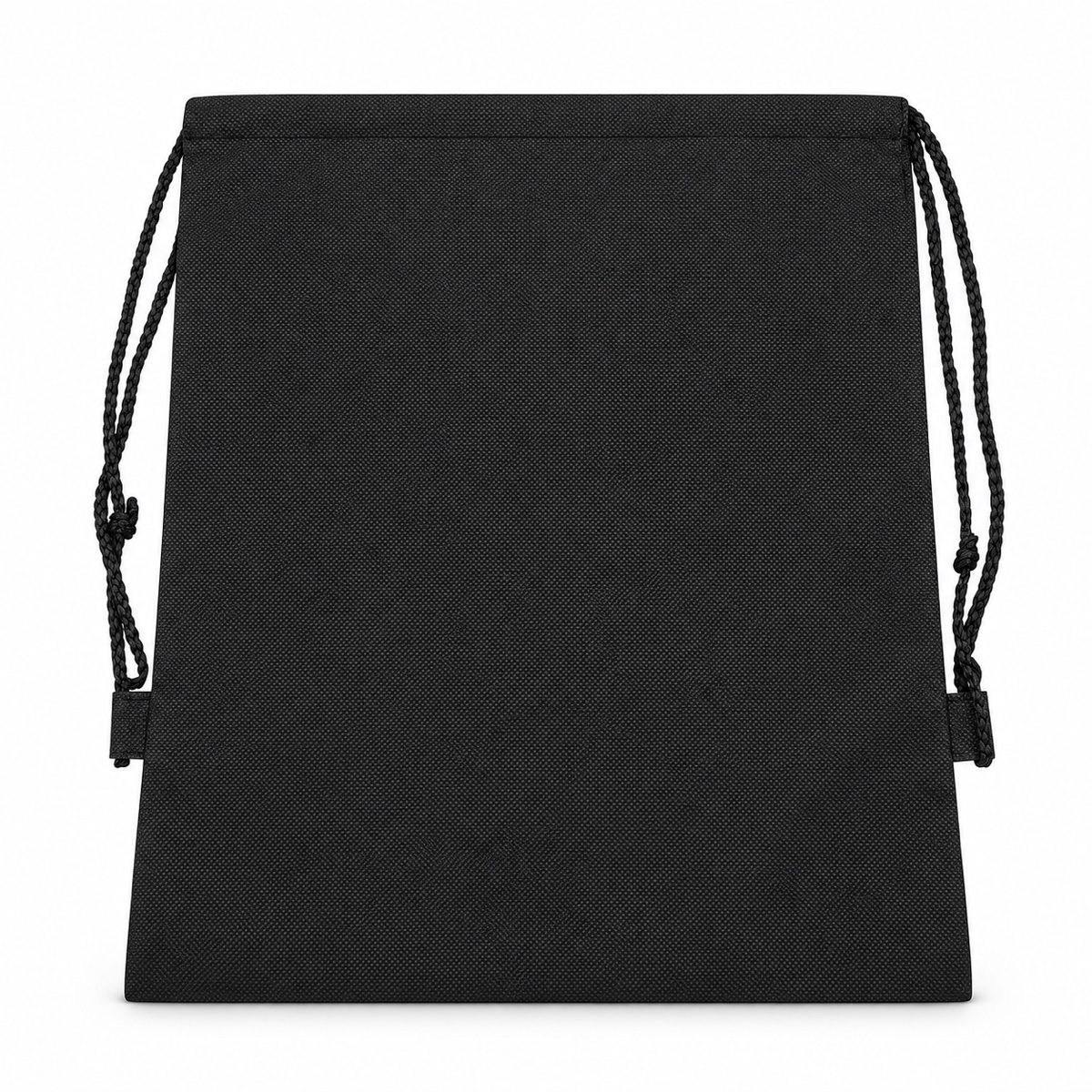 Plain black foldable non-woven drawstring bag
