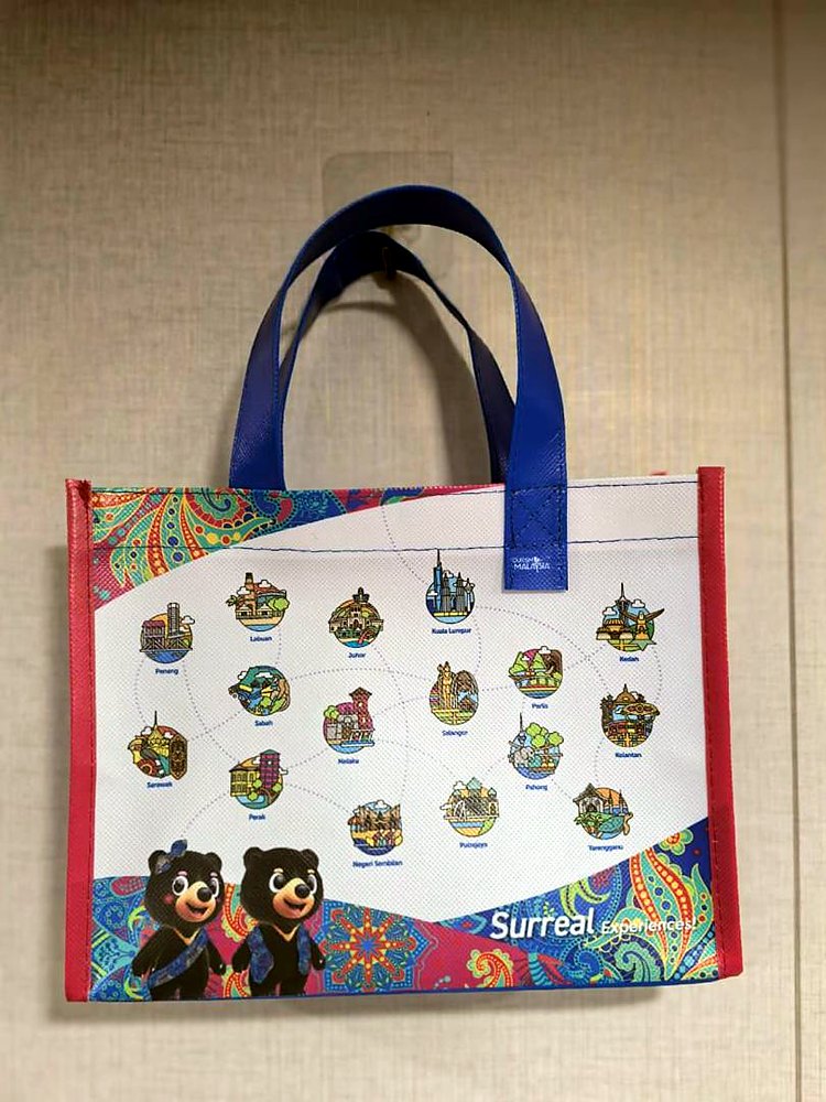 Custom printed bag for a client (visit malaysia tote map)