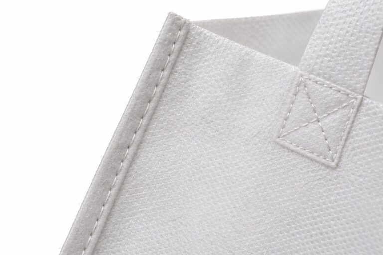 Close-up of a sewn bag seam